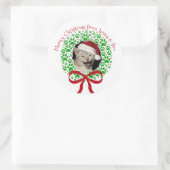 Meowy Christmas Paw Print Holiday Wreath Foto Runder Aufkleber (Tasche)
