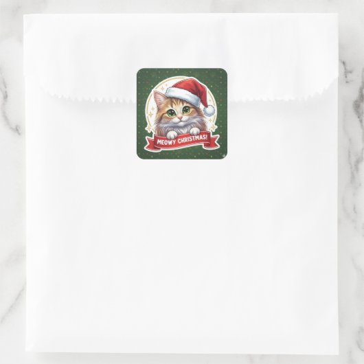 Meowy Christmas Peekaboo Cat Sticker – for kids  (Tasche)