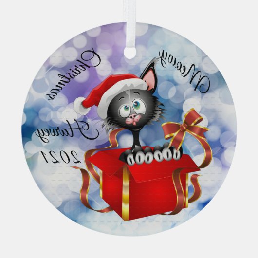 Meowy Christmas Personalisiert Cat Ornament (Rückseite)