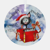 Meowy Christmas Personalisiert Cat Ornament Aus Glas (Rückseite)