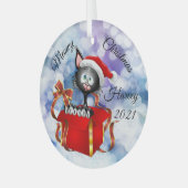 Meowy Christmas Personalisiert Cat Ornament Aus Glas (Vorderseite links)