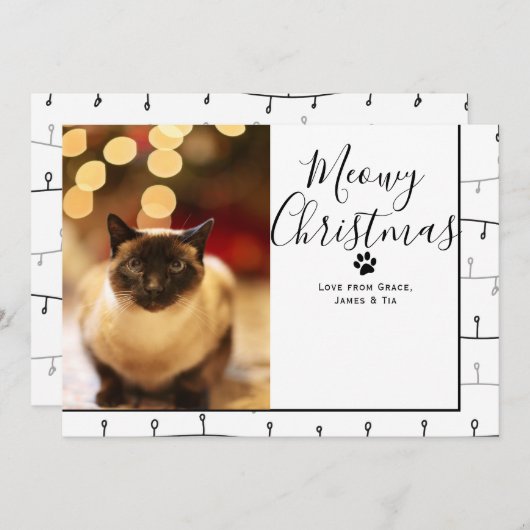 Meowy Christmas Pet Cat Weihnachtskarte Einladung (Vorne/Hinten)