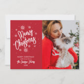 Meowy Christmas Pet Snowflake Foto Weihnachtskarte Einladung (Vorderseite)