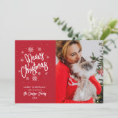 Meowy Christmas Pet Snowflake Foto Weihnachtskarte Einladung (Stehend Vorderseite)