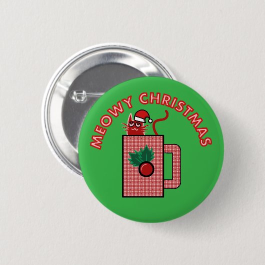 MEOWY CHRISTMAS Pin Button Green (Vorne & Hinten)