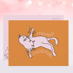 Meowy Christmas Pink Cat Lights Feiertagspostkarte<br><div class="desc">Schön Weihnachten mit dieser niedlichen rosa Katzenkätzchen Weihnachtskarte! Eine handliche illustrierte Katze mit Lichtern macht diese festlich und lustig.</div>
