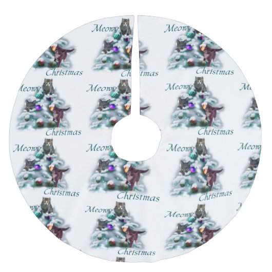 Meowy Christmas Polyester Weihnachtsbaumdecke (Vorderseite)