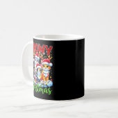 Meowy Christmas Reindeer Xmas Lights Santa Cat Kaffeetasse (Vorderseite Links)