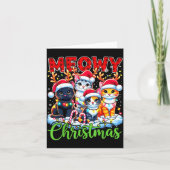 Meowy Christmas Reindeer Xmas Lights Santa Cat Karte (Vorderseite)