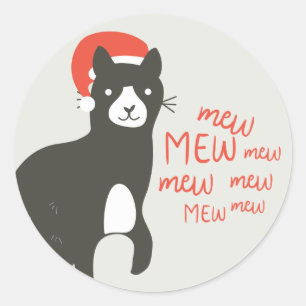 Meowy Christmas Runder Aufkleber