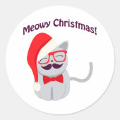 Meowy Christmas! Runder Aufkleber (Vorderseite)