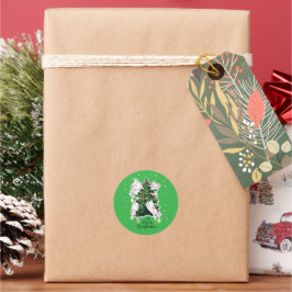 Meowy Christmas Runder Aufkleber