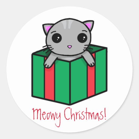 Meowy Christmas Runder Aufkleber (Vorderseite)