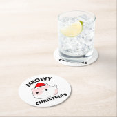 Meowy Christmas Runder Pappuntersetzer (Vor Ort)
