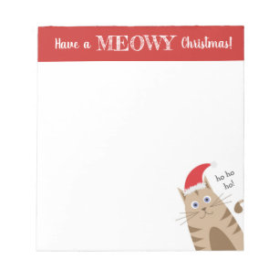 Meowy Christmas santa Cat lustige Katze Notizblock