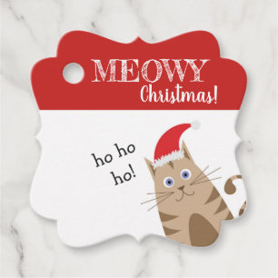 Meowy Christmas santa Cat lustiges Geschenketikett Geschenkanhänger