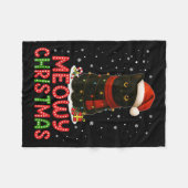 Meowy Christmas Santa Hat Funny Black Cat Men Wome Fleecedecke (Vorderseite (Horizontal))
