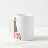 Meowy Christmas Santa Hat Funny Black Cat Men Wome Kaffeetasse (Vorderseite Links)