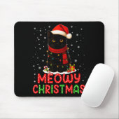 Meowy Christmas Santa Hat Funny Black Cat Men Wome Mousepad (Mit Mouse)