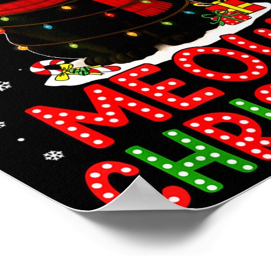 Meowy Christmas Santa Hat Funny Black Cat Men Wome Poster (Ecke)