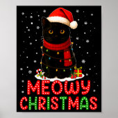 Meowy Christmas Santa Hat Funny Black Cat Men Wome Poster (Vorne)