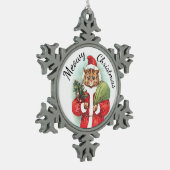 Meowy Christmas Schneeflocken Zinn-Ornament (Links)