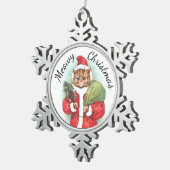 Meowy Christmas Schneeflocken Zinn-Ornament (Rechts)