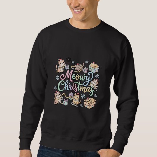 Meowy Christmas T-Shirt Sweatshirt (Vorderseite)
