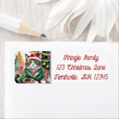 Meowy Christmas Tabby Cat Rücksendeadresse (Insitu)