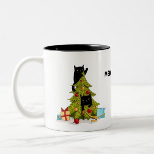Meowy Christmas Tree Black Cats Tasse