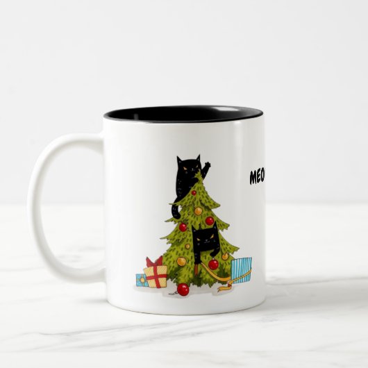 Meowy Christmas Tree Black Cats Tasse (Links)