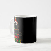 Meowy Christmas Tree Lights Black Cat Xmas Pajamas Kaffeetasse (Vorderseite Links)