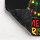 Meowy Christmas Tree Lights Black Cat Xmas Pajamas Mousepad (Ecke)