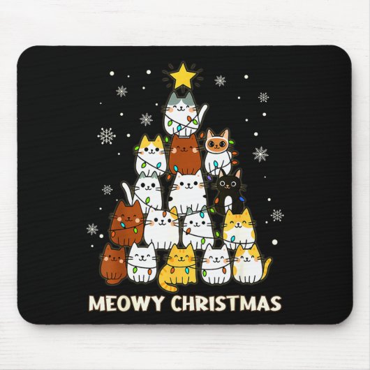 Meowy Christmas Tree Merry Catmas Cat Lover For Me Mousepad (Vorne)