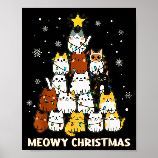 Meowy Christmas Tree Merry Catmas Cat Lover For Me Poster (Vorne)