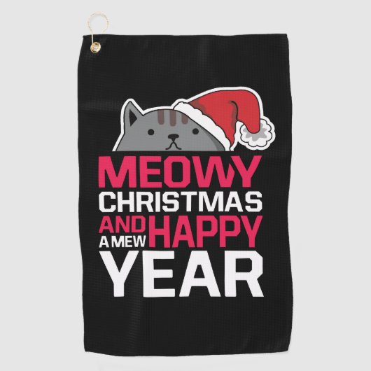 Meowy Christmas und Happy New Year Golfhandtuch (Vorderseite)
