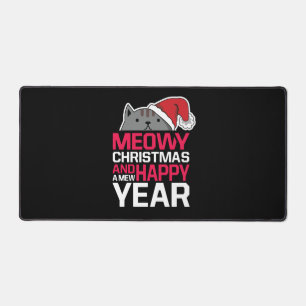 Meowy Christmas und Happy New Year Schreibtischunterlage
