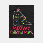 Meowy Christmas Xmas Lights Black Cat Pajamas Fami Fleecedecke (Vorderseite)