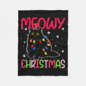 Meowy Christmas Xmas Lights Black Cat Pajamas Fami Fleecedecke (Vorderseite)