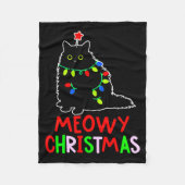 Meowy Christmas Xmas Lights Black Cat Pajamas Fleecedecke (Vorderseite)