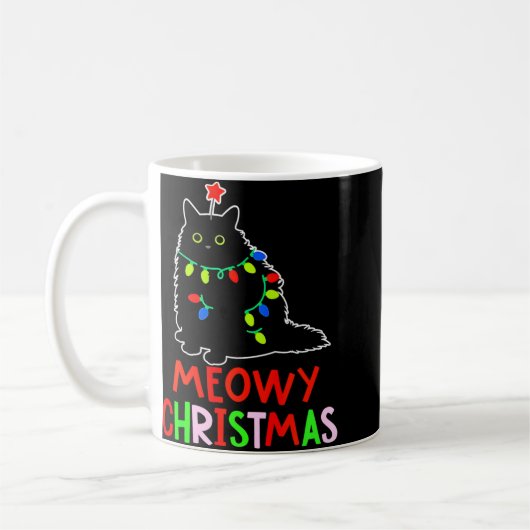 Meowy Christmas Xmas Lights Black Cat Pajamas Todd Kaffeetasse (Links)