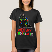 Meowy Christmas Xmas Lights Black Cat Pajamas Todd T-Shirt (Vorderseite)