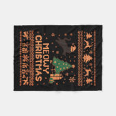 Meowy Christmas Xmas Tree Cat Ugly Sweater Pajamas Fleecedecke (Vorderseite (Horizontal))
