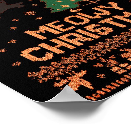 Meowy Christmas Xmas Tree Cat Ugly Sweater Pajamas Poster (Ecke)