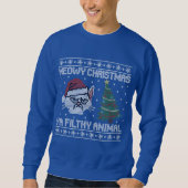 Meowy Christmas Ya Filthy Animal - Cat Head Design Sweatshirt (Vorderseite)