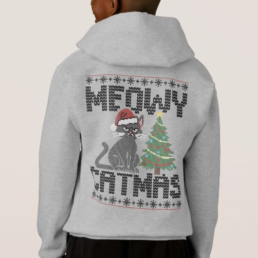 Meowy Christmas Ya Filthy Animal - Ugly Cat Hoodie (Rückseite)