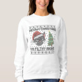 Meowy Christmas Ya Filthy Animal - Ugly Christmas Sweatshirt (Vorderseite)