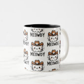 Meowy Cowboy-Hutkatze-Muster Zweifarbige Tasse (VorderseiteRechts)