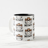 Meowy Cowboy-Hutkatze-Muster Zweifarbige Tasse (Vorderseite Links)