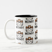 Meowy Cowboy-Hutkatze-Muster Zweifarbige Tasse (Links)